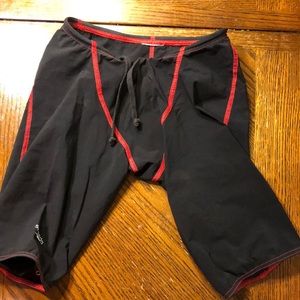 Speedo mens LZR racer pro black with red jammer size 26, in water once